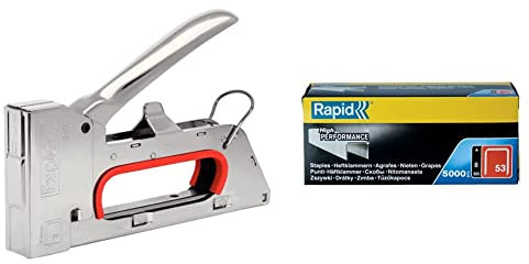 Rapid Handtacker R153 Set Inkl 5.000 Tackerklammern 53 8mm, Tacker für Holz und Stoffe, Kompakt, Komplett aus Stahl, für Klammern Typ 53, 4-8mm