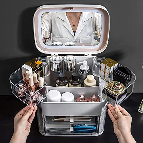 RKNHXAJ Make Up Organiser with Mirror LED Large Capacity Cosmetic Organiser for Skin Care Lipstick Jewellery Cosmetic Storage Box 2022
