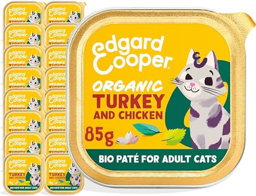 Edgard & Cooper Nassfutter für Katzen, Erwachsene, Biologische (Trute/Huhn, 85 g x 16), Katzenfutter, sterilisiert und aktiv, ohne Getreide, natürliche Inhaltsstoffe, frisches Fleisch, hypoallergen