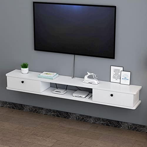 KOWJIFH Mensole TV sospese Mobile TV sospeso Mensola a Muro Porta TV Console multimediale TV Camera da Letto Soggiorno Sala multimediale Ripiano portaoggetti Supporto TV Libreria pensile pensile