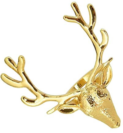 Serviettenringe mit Hirsch Motiv goldfarben 6 Stück serviettenring Gold serviettenringe Hirsch servietten Ringen
