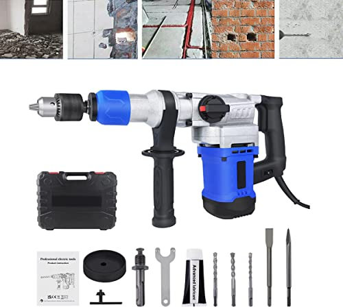 3 in 1 Rotary Hammer Drill, 1080W 240V Electric Hammer Drill Corded, 6 Variable Speed Drill Driver Set, Concrete Drill Breaker for Drilling/Hammer Drilling/Chiselling