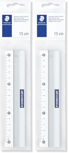 STAEDTLER 563 15 Lineal Metall, 15cm (Packung mit 2)