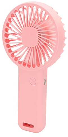 Tragbarer Ventilator, USB-Aufladung, Hand-Stummschaltung, Leichter Handventilator für Outdoor-Reisen für Outdoor-Aktivitäten (Vertikaler kleiner Fächer, rosa)