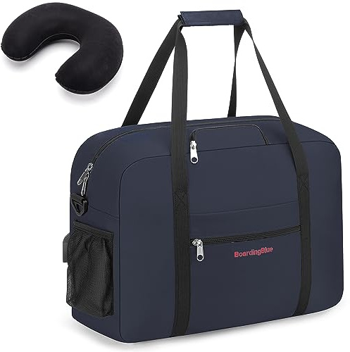 17X13X8 Inches JetBlus Airlines Personal Item Under Seat Duffel Bag With Free Pillow And USB Port Suitable for Major Airlines including Spirit, Jetblue, Frontier, and American (Navy)