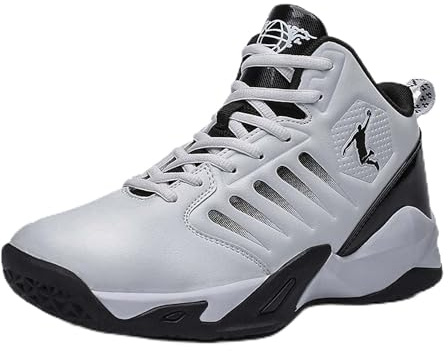 CZHIHANEG Männer Basketball Schuhe, Herren Basketballschuhe, Bequeme Tennis Trainingsschuhe, White, Silver, Größe 42 EU