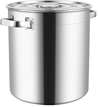 ANSNOW Stockpot Rice Bucket with Lid Stainless Steel Bucket Milk Can 20-90L Cooking Pot/Silver/30 * 30Cm 20L