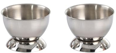 LIFKOME Porta Uovo alla Coque in Acciaio Inox, Supporto 2 Pezzi da Tavola | Mantiene L’Uovo Sodo Verticale, Struttura Infrangibile e Portatile, Design Moderno Color Argento per Cucina e Sala da Pranzo