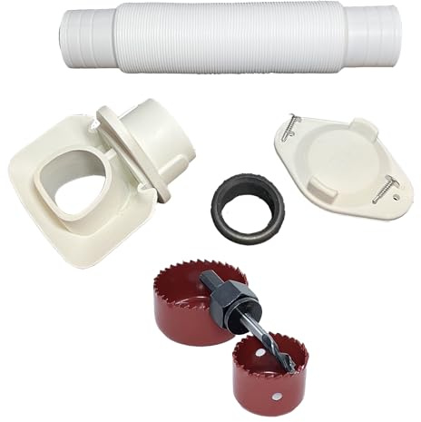 Aquabarrel White FlexiFit Downspout Diverter Group for 2x3 Downspouts - Easily Connects Your Existing Rain Barrel to an EarthMinded Downspout Diverter - Drill Bits Included