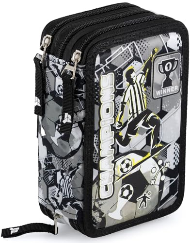 Julian Ross Fodral, trippelfyllt fodral, 45 skoltillbehör, 20 centimeter, stick lim, mine+, Vit-svarta mästare, Pennfodral