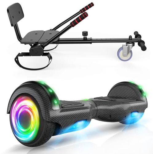 SISIGAD 6,5 pollici Hoverboard con Hoverkart, Bluetooth e luci a led, regali ideali per i bambini