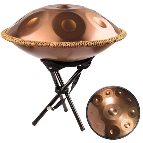 ORANGES Steel Handpan Drum In D-Moll 9/10/12 TöNe 440Hz Handtrommel Schlaginstrument Hand Pan Stahltrommel Zungentrommel Heilendes Musikinstrument füR AnfäNger Erwachsene(432Hz,10 Notes)
