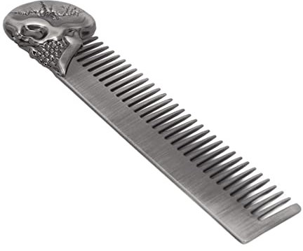 Retro Ölkamm Taschenkamm Zinklegierung Schädel Styling Haar Styling Haarkamm Schnurrbartmodellierung (Silber)