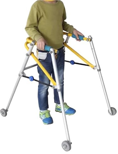 Joyfitness Gehhilfe FüR Behinderte Kinder mit 4 Rädern,Gehbock mit Rollen Klappbar, Rehabilitationshilfsgehhilfe aus Aluminiumlegierung mit 4 Rädern