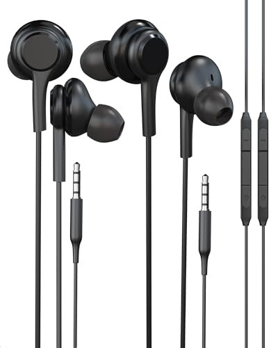 Cuffie 3.5mm In Ear(2 pack)compatibile per Samsung Aux Audio Cavo Jack per phone Filo Auricolari PC Smartphone Gaming Microfono Musica Cuffiette Cablate Stereo Porta Headphones pad Auricolare Telefono