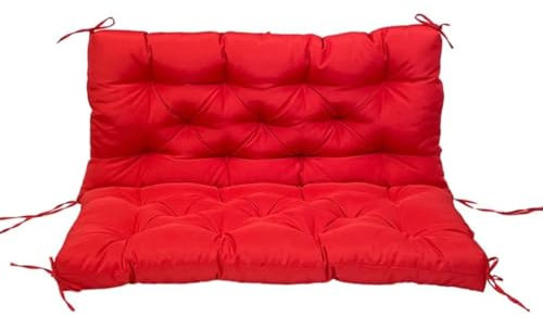 Wasserdichtes Gartenbankkissen mit Rückenlehne für 2-/3-/4-Sitzer-Hollywoodschaukel, weiche Terrassenliege, Auflage in Rot, Outdoor, 100 x 50 x 50 cm