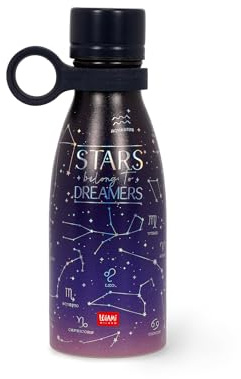 Legami - Vacuum Bottle Hot & Cold Mini, Borraccia Termica Leggera e Resistente, Chiusura Ermetica, Manico in Silicone Removibile, in Accaio Inox, capacità 300 ml, Tema Stars