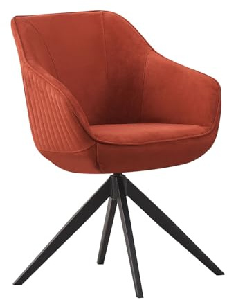 B&D home Esszimmerstuhl Pandora, Armlehnenstuhl Schreibtischstuhl Loungesessel Drehstuhl für Esszimmer, Wohnzimmer, Büro, Industrial modern Design, Rot, 1 Stück, 11124-MELO-1