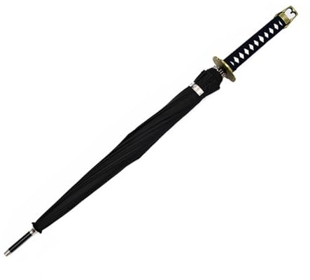 TREWQ Samurai Schwert Mit Langem Griff Regenschirm,16 Knochen Halb Automatischer Regenschirm Kreativer Windproofer Langer Regenschirm Für Erwachsene Regenschutz Geschenkde black 2