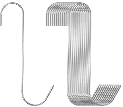 QUARKZMAN 12pz 180mm Ganci per Carne in Acciaio Inossidabile 304 Gancio Macellaio a Forma di S per Appendere Carne Affumicatura Grigliatura Costine Manzo BBQ (Carico MAX 5 kg)