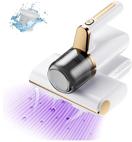 BesBet Aspirador De áCaros del Polvo, Elimina El 99,9% De AléRgenos Y áCaros del Polvo Aspiradora Antiacaros VibracióN De Alta Frecuencia, IluminacióN Ultravioleta Aspirador Acaros,White