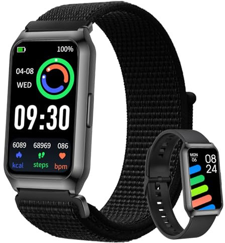 Fitoncloud Smartwatch Herren Damen, 1,47 Zoll Fitness Tracker mit Pulsuhr SpO2 Schlafmonitor, 25 Sportmodi, Aluminiumgehäuse in Schwarz, Ultra-Akkulaufzeit, Wasserdicht IP68 Sportuhr für iOS Android