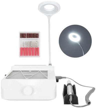 Aspirateur Ongle, Collecteur de poussière d'ongles 80W 4 en 1, forte puissance, polisseuse de l UV, perceuse à ongles, lampe d'éclaira, aspirateur à main, dispositif de Salon de manucure,pour collect