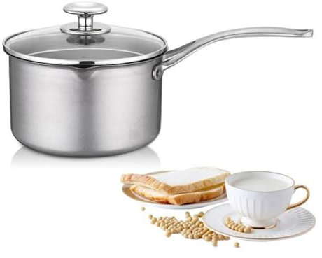 Titantopf, 18 cm, Topf aus reinem Titan, Milchtopf mit Glasdeckel, tragbarer Nudeltopf, Camping-Koch-Wok, Küchenkochgeschirr, Silber