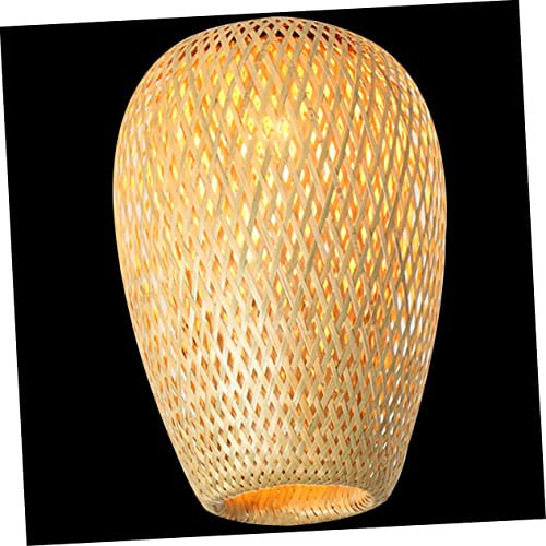 VICASKY Gewebter Natürlicher Lampenschirm Für Hängelampe Rustikaler Lampenschirm Aus Holz Lichtabdeckung Für Deckenlampen