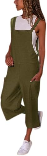 Générique Femmes Combinaison Jumpsuit D'été Chic Élégant Slim Pantalon Loose Casual (FR/ES, Alpha/lettres, L, Taille normale, Taille normale, Vert)
