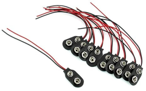 DIYEAH Connettore Clip per Batteria 9v con Cavo 10 Cm, Morsetti per Cavi Elettronici, Set da 50 Pezzi per Progetti Didattici e Alimentazione Led, Nero, Materiale Plastica e Metallo