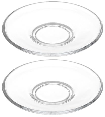 Kichvoe Glasplatte Unterteller FüR Tassen 12.00X12.00X2.00Cm Runde Glasteller Als Untertasse FüR Kaffee Tee Servieren