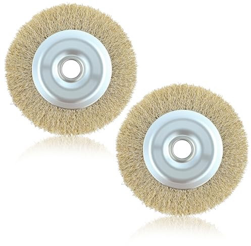 2Pcs Patio Cleaner Wire Brush for Ryobi RAC814 Replacement Wire Wheel Brush with Arbor Hole for RY18PCA-0 OPC1800 OPC1815 EFB 400/401 and More Cleaning Rust Joint Debris(115mm*16mm*10mm)