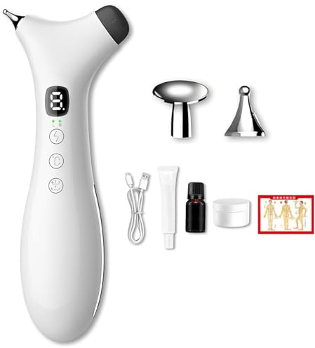 Rezuri - 4-in-1 Jaw Massager, Rezuri TMJ-Massagegerät, Gesichtsmassagegerät Akupressur Massagegerät mit Wärme und Vibration, Meridian-Massagegerät mit 2 Massageköpfen für Kiefer, Gesicht und Nacken
