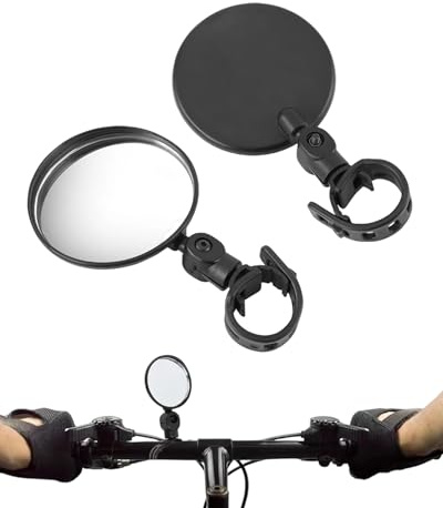 Yotlein 2 Piezas Retrovisor Bicicleta, HD 360° Rotativo Ajustable Espejo Convexo Ángulo Amplio, Espejo Retrovisor para Bicicletas, Accesorios Bicicleta, para Bicicletas, Motocicletas (Negro)