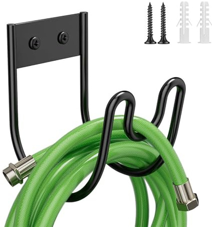 LIMEOW 1 Pc Gartenschlauch Halterung Schlauchhalter Wand Schlauchaufhängung Gartenschlauchhalter Edelstahlkonstruktion, Geeignet für Gartenschläuche, Verlängerungskabel, Schwimmbadschläuche usw, Schwa