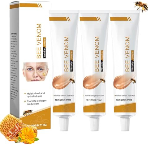 3 Stück Bienengiftsalbe, Bienengift Faltencreme, Bienengift Creme gegen Falten, Feuchtigkeitsspendende Anti-Aging Gesichtscreme, Bee Venom Cream für Gesicht & Hals, Für alle Hauttypen