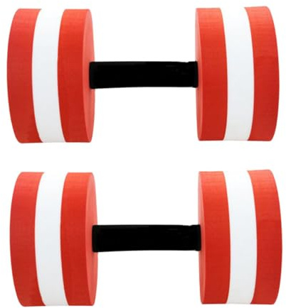 Alasum 2 Pièces Haltères Flottants EVA pour Piscine Lot de Poids Aquatiques Robustes et Légers pour Fitness Gym Aquatique Yoga Hommes et Femmes Rouge