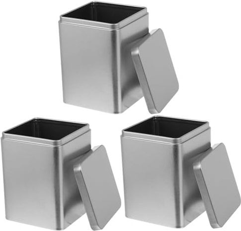 ROMISBABA 3 piezas Cajas de Metal para Almacenamiento de Té Envases Portátiles de Lata Plateada Mate Multiusos para Hogar y Tienda Resistentes y Compactas