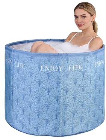 Simcat Portable Foldable Bathtub, Ice Bath tub for Cold Water Therapy Training,Bathroom Freestanding Bathtubs for Shower Spa (Blue)