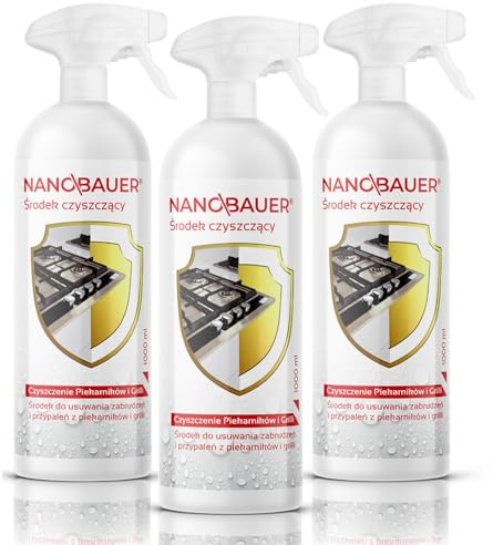 Backofenreiniger & Grillreiniger | 3x NANOBAUER Oven & Grill Cleaner 1L | Kraftvoller Reiniger für Backofen, Grill, Grillrost & Backblech | Entfernt Fett, Eingebranntes und Schmutz | Spray-Reiniger