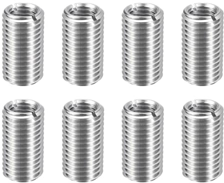 QUARKZMAN 8pcs Insert De Réparation Filetée Réducteur En Acier Inoxydable | M16 x 2 Mâle Vers M12 x 1.75 Femelle Filetage, 28mm Long, Écrous Réducteurs Métriques, Réducteur Fileté