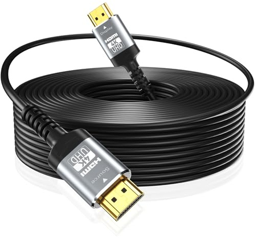 Soonsoonic Fibre Optique 4K Câble HDMI 30M | Haut Débit 18Gbps,Compatible 4K@60Hz,HDR10,eARC,HDCP2.2-Cable HDMI 2.0 Actif Unidirectionnel Longue Distance | Pour TV UHD Moniteur Laptop Xbox PS4/PS5 etc