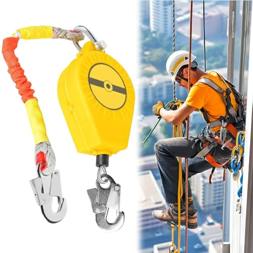 Zogxyc Antichute a Rappel Automatique 10m, Dispositif Anti Chute a Rappel Automatique, Ligne de Vie Auto-Rétractable, Harnais de Securite Anti Chute Professionnel, Charge Maximale 150 kg