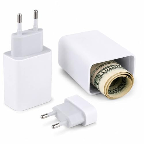 Cargador de Pared con Compartimento Secreto Oculto | Cargador con Escondite Oculto | Mini Caja Fuerte Camuflada Portátil para Guardar Objetos de Valor