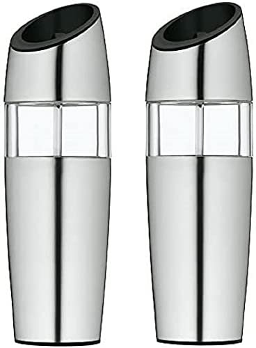 WMF Ceramill - Juego de molinillos eléctricos , 2 piezas, 20 cm, molinillo de sal y pimienta, Acero Inoxidable Cromargan Mate, molinillo de cerámica