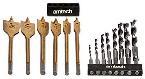 Amtech F1740 14 Piece hex shank wood drill set