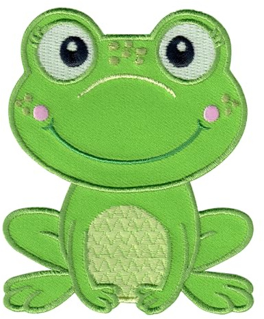 PatchMommy Frosch Aufnäher zum Aufbügeln für Kinder, 9 x 7,5 cm | Gesticktes Bügelbild, Patch & Applikation für Baby- und Kinderkleidung & Rucksäcke – zum Aufbügeln oder Aufnähen
