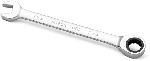 Jetech 13 mm Llave de engranaje de trinquete combinada, llave de engranaje de acero Cr-V de grado industrial métrica en acabado de cromo pulido