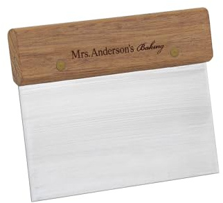 Mrs. Anderson's Baking Pastry Dough Scraper, 6 Inch, Stainless Steel And Wood, Professional Quality, For Portioning Dough And Scraping Work Surfaces